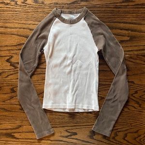 Brandy Melville bella top in beige and brown